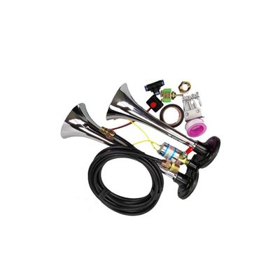 Purpose Replace/Repair Chrome-Plated Zinc Double Horn for Universal 12V/24V Vehicles